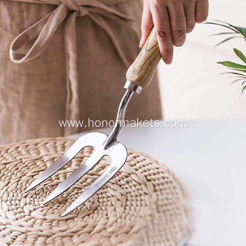 Garden Rake Cultivator Tiller Grade Steel with Ergonomic Wooden Handle